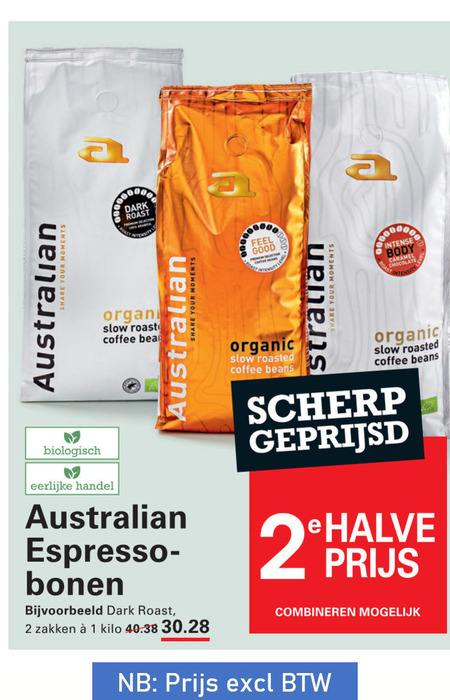 Australian   koffiebonen folder aanbieding bij  Sligro - details