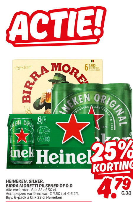 Heineken Silver   blikje bier folder aanbieding bij  Dekamarkt - details