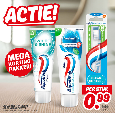 Aquafresh   tandenborstel, tandpasta folder aanbieding bij  Dekamarkt - details