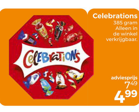 Celebrations   mini chocoladerepen folder aanbieding bij  Trekpleister - details