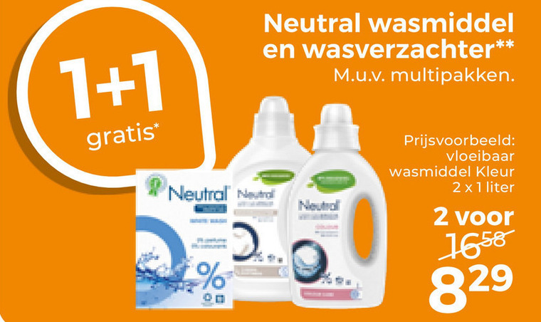 Neutral   wasverzachter, wasmiddel folder aanbieding bij  Trekpleister - details