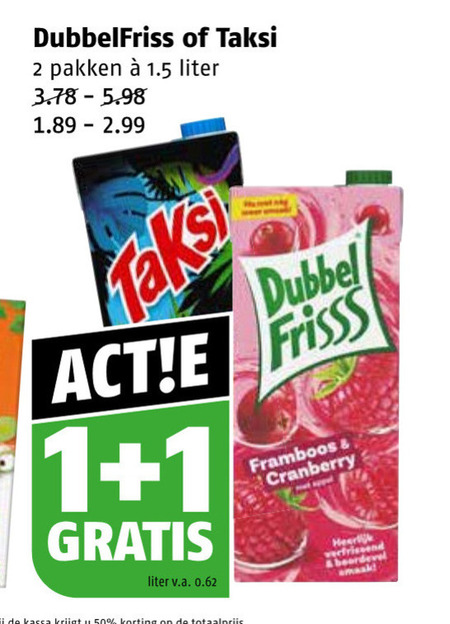 Dubbelfrisss   fruitdrank folder aanbieding bij  Poiesz - details