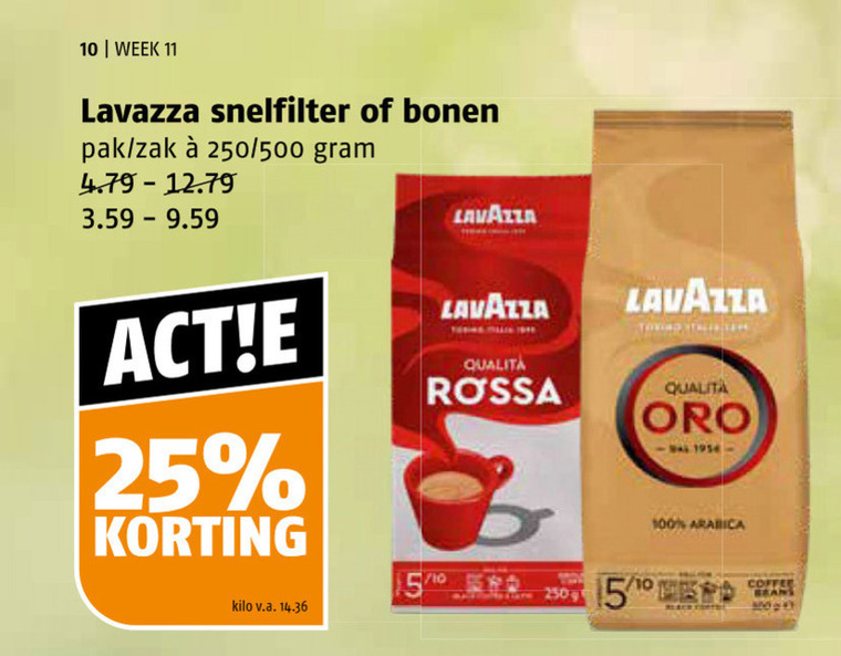 Lavazza   koffiebonen, koffie folder aanbieding bij  Poiesz - details