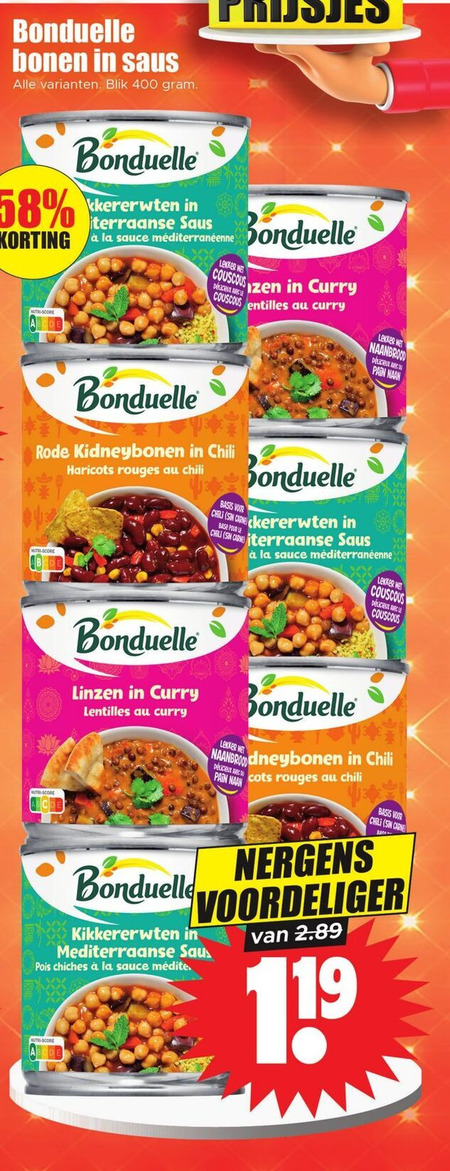 Bonduelle   groenteconserven folder aanbieding bij  Dirk - details