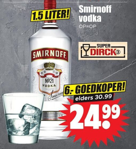 Smirnoff   wodka folder aanbieding bij  Dirk - details