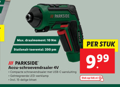  4 10 15 200 iii parkside draaimoment stationair toerental accu schroevendraaier compacte usb aansluiting led werklamp bitset pas stuk lidl.nl 