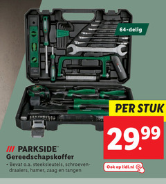  64 delig stuk iii parkside gereedschapskoffer o.a. steeksleutels schroeven draaiers hamer zaag tangen lidl.nl 