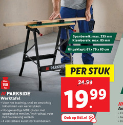  4 150 mm klembereik cm parkside werktafel iii werkstukken hoogwaardige mdf platen schaal nauwkeurig verstelbare kunststof klembekken stuk lidl.nl 