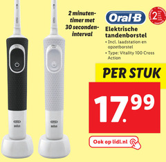  2 30 100 pro oral braun timer secondenaanduiding interval b elektrische tandenborstel laadstation opzetborstel vitality cross action stuk lidl.nl 