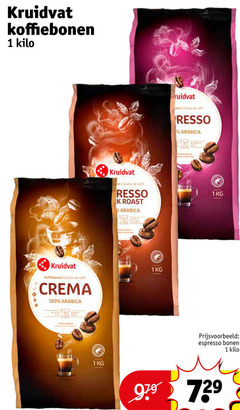  kruidvat huismerk koffiebonen 1 100 kilo grains arabica roast mcafee crema 1kg espresso bonen 