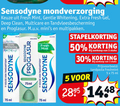  3 5 30 50 sensodyne mondverzorging fresh mint gentle whitening gel deep clean tandvleesbescherming proglasur multipakken 1e tandartsen 75ml stuks tandpasta freshmint ml 