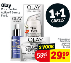  1 2 24 50 olay double action beauty fluid serums 4 ultra nachtserum total effects hydraterende hydratant jour regenerist peptid parfumvrij ml 