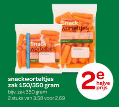  2 350 snack worteltjes zak 150 stuks halve 