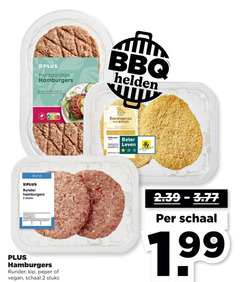  2 plantaardige hamburgers rijk ijzer verse bbq helden boerentrots kipburger kip beter leven rund runder stuks gewicht peper schaal 