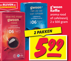  gwoon koffie 2 500 rood 06 cafeinevrij ming aroma pakken 5.99 