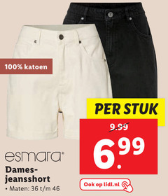  36 46 100 katoen stuk 6 99 esmara dames jeansshort maten lidl.nl 