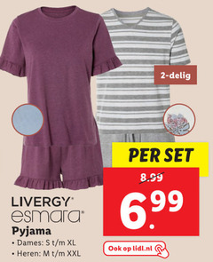  2 delig livergy esmara pyjama dames xl heren xxl 6 99 lidl.nl 