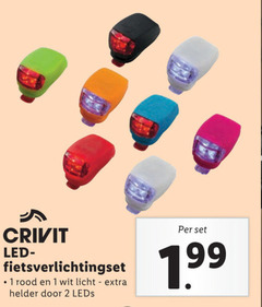  1 2 crivit led fietsverlichtingsset rood wit licht helder 