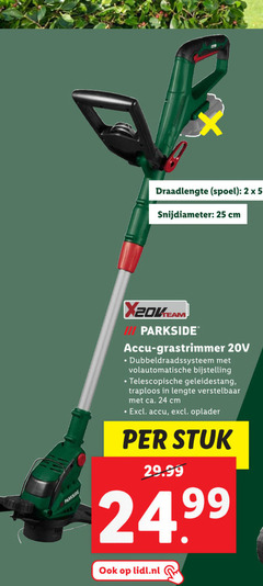  2 5 24 25 parkside draadlengte spoel snijdiameter cm iii accu grastrimmer volautomatische telescopische geleidestang traploos lengte verstelbaar ca. oplader stuk lidl.nl 