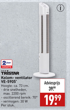  2 30 jaar tristar kolomventilator ventilator hoogte ca. cm drie snelheden rpm oscillerend bereik vermogen stuk 