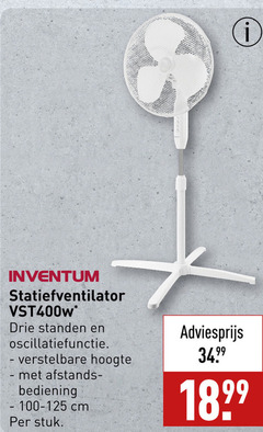  inventum statiefventilator drie standen oscillatiefunctie verstelbare hoogte afstands bediening cm stuk 