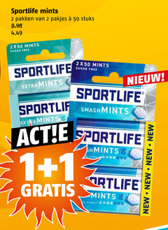  sportlife kauwgom 1 2 50 mints pakken stuks 2x sugar free smash intensity new 