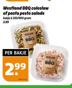  westland bbq coleslaw pasta pesto salade bakje 350 400 3.99 kilo v.a. 