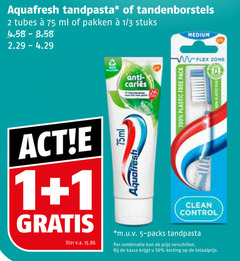  1 2 5 50 100 aquafresh tandpasta tandenborstels tubes ml pakken 3 stuks caries medium flex zone plastic free pack liter v.a. 75ml clean control m.u.v combinatie kassa 