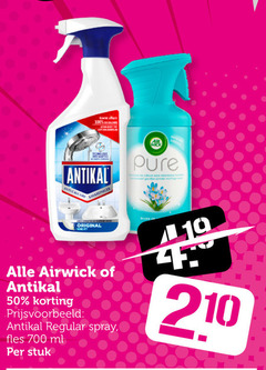  10 45 50 100 210 700 antikal anti calcaire original airwick regular spray fles ml stuk 