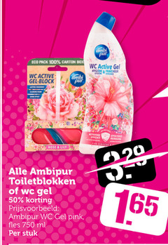  50 100 750 eco pack carton box wc gel lasting france ambi pur active hygiene fraicheur versheid rose lily ambipur toiletblokken pink fles ml stuk nettoyage efficace hibiscus reiniging 