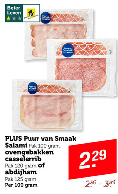  100 120 beter leven dieren bescherming puur salami pak ovengebakken casselerrib abdijham 