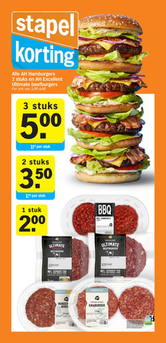  1 2 3 6 9 120 500 stapel hamburgers stuks excellent ultimate beefburgers pak stuk 50 smokey beefburger mac bbq hamburger gewicht gekoeld gemaakt borst premium rundvlees nutri score nederlandse runder kip burger weidegang nederlands boerderijen koelen dagen jaar minimaal uur dag lopen koeien ruimte grazen weides weide gang 