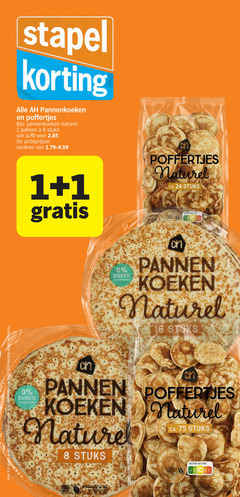  1 2 8 16 24 40 50 combinatie stapel pannenkoeken poffertjes naturel pakken stuks varieeren ca. nutri score suiker pannen koeken nature sec 