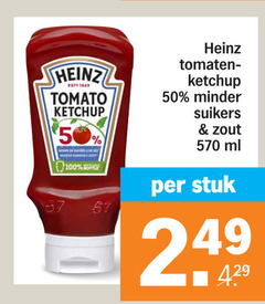  50 100 heinz tomato ketchup sel minder suikers tomaten zout ml stuk 