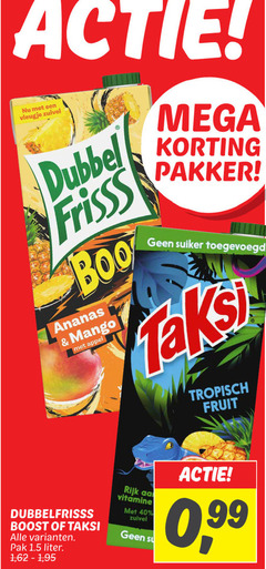  40 vleugje zuivel dubbel frisss ananas mango appel mega suiker taksi tropisch fruit dubbelfrisss boost pak liter 1 rijk aa vitamine 99 