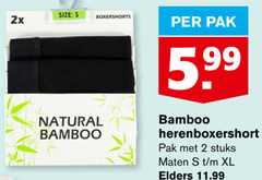  2 size boxershorts 2x pak 5.99 natural bamboo herenboxershort stuks maten xl elders 