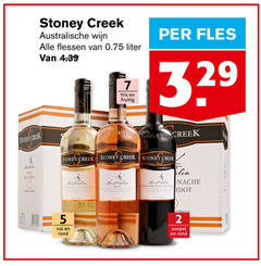  2 5 7 stoney creek shiraz petit australische wijn flessen liter fris fruitig fles australia chardonnay semillon rose rond grenache soepel 