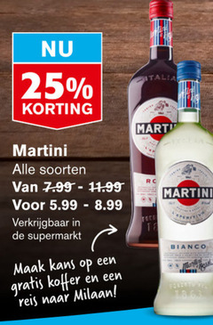  25 martini soorten 5.99 supermarkt kans koffer reis milaan rc bianco 