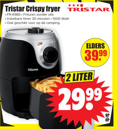  2 30 1000 tristar crispy fryer frituren olie instelbare timer minuten watt camping elders liter 