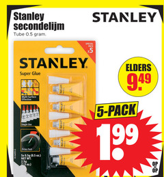  5 stanley secondelijm tube super glue multi surface effective single use fast 5x oz 2.5 pack elders 