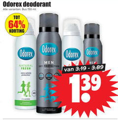  64 150 odorex deodorant bus ml natural fresh activity protection men dry alcohol fast effect anti transpirant 