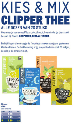  clipper thee 1 15 20 25 mix dozen stuks eenzelfde koopt minder stuk makro favoriete smaken gasten kiezen zakjes natural fair fresh zing fairtrade lemon organic green tea gb plastic free bags chamomile lavender infusion snore peace just thing before lights out doos sweet robust teabags without ginger 