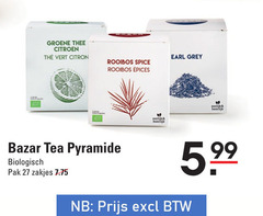  bazar thee 27 groene citroen citron rooibos spice tea pyramide biologisch pak zakjes eerlijk earl grey 5.99 