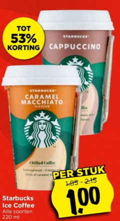  starbucks ijskoffie cappuccino caramel macchiato flavour tee chilled coffee expresse cream ice soorten ml stuk 1 00 