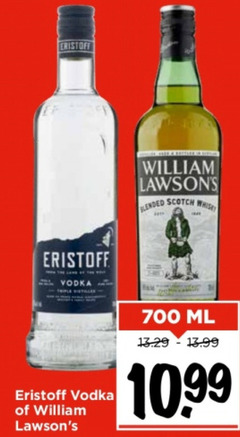  eristoff william lawsons whisky wodka 700 vodka blended scotch ml 10 99 