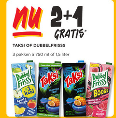  dubbelfrisss taksi fruitdrank 1 2 3 40 750 pakken ml 5 liter dubbel frisss appel suiker perzik tropisch fruit vleugje boost framboos cranberry boordevol rijk vitamine verfrissend 