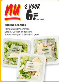  salade 2 250 ge groene salades tomaat komkommer grieks caesar italiaans jumbo mosterd slam yoghurt kaas croutons italiaanse slamix paprika 