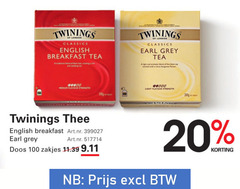  twinings thee 20 100 classics english breakfast tea end black and medium flavour strength earl grey doos zakjes light aromatic blend fine with citrus bergamot favour 