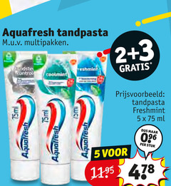  2 3 5 aquafresh tandpasta multipakken 75ml coolmint freshmint ml stuk 