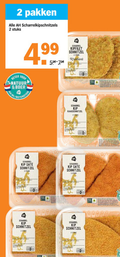  2 pakken scharrelkipschnitzels stuks kipfilet schnitzel 2. stressless krokant beter natuur boer scharrel kip kaasschnitzel 